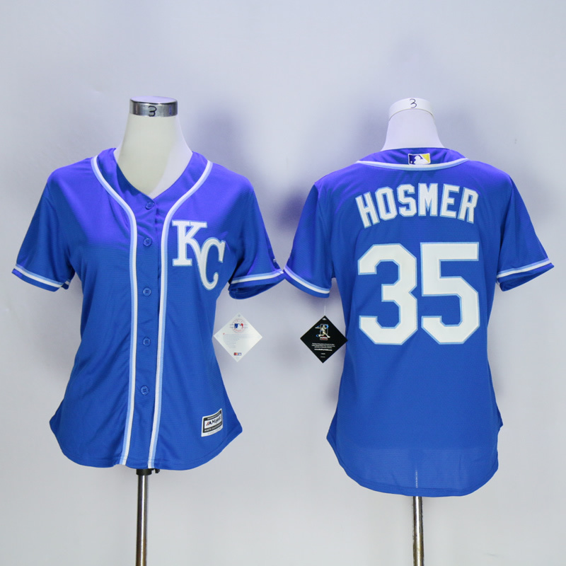 Women Kansas City Royals #35 Hosmer Blue MLB Jerseys->women mlb jersey->Women Jersey